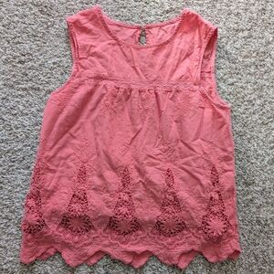 Pink Eyelet Lace Sleeveless Babydoll Blouse Women's PS, Cottagecore Fairy
